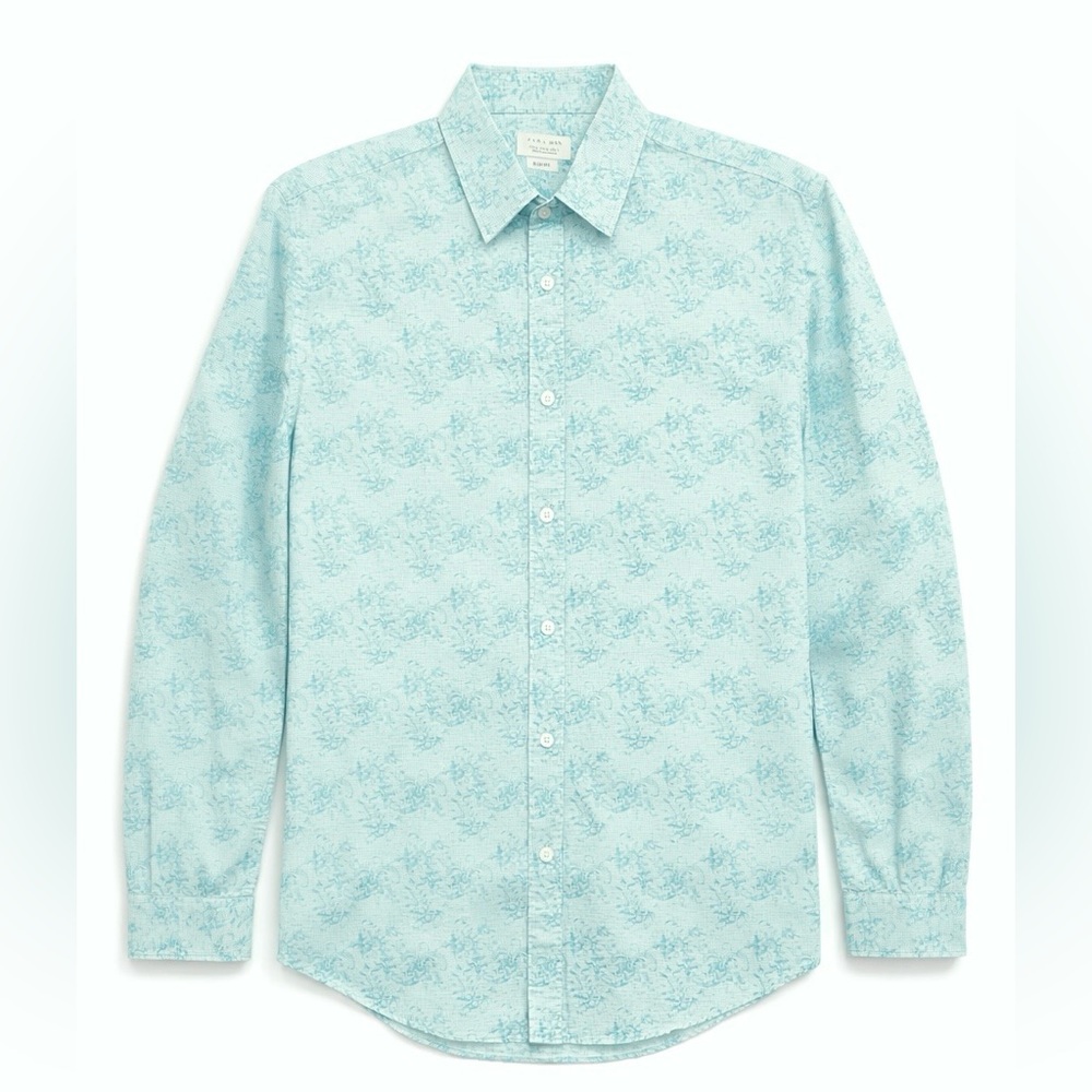 Zara Men's Light Green Slim Fit Shirt Size XL - Picture 3 of 9